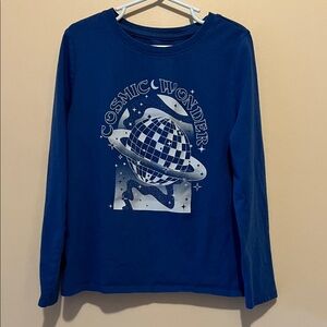 Cat & Jack Blue Cosmic Planet Long Sleeve Tee